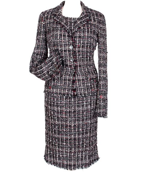 chanel red check jacket and skirt from the polititian